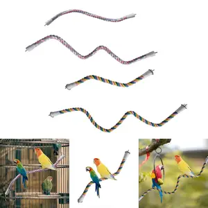 Parrot Rope Perch Bird Perch Stand Rotate Cotton Rope Climbing Ropes Bungee Bird Toys for Lovebird Budgie Finch Canary Cockatiel