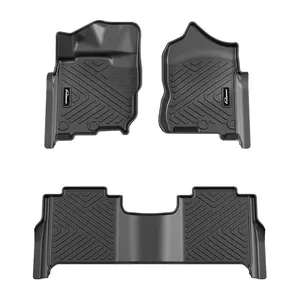 Garvee Floor Mats for 2017-2021 Nissan Titan, 2016-2021 Nissan Titan XD Crew Cab with 1st Row Bucket Seat, TPE All Weather Custom Fit 1st and 2nd Row Floor Liner, Black