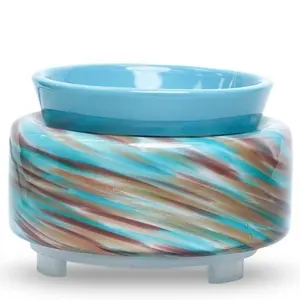 Pink Zebra Wax Warmers - Turquoise Mood Swirl LED Simmer Pot  -Perfect for Pink zebra wax melt sprinkles - Decor Glass - Simmer Pot and Light - Wax Fragrance