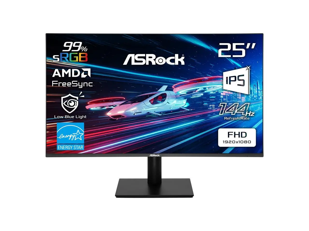 ASRock Phantom Gaming 25" (24.5" actual) Full HD 144Hz IPS with AMD FreeSync (Adaptive Sync) 1ms Computer Monitor for both Work and Gaming CL25FFB