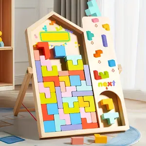 3D Wooden Puzzle Toy, 1 Set Colorful Building Block Puzzles, Interactive Educational Toy for Birthday Festivals Gifts