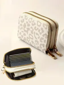 Leopard Print Zipper Card Holder Wallet for Women, Slim Trifold Credit Card Organizer, Stylish Compact Purse Wallet for Daily Use, Travel, Shopping & Everyday Carry Essentials tiktokshopspringglowup