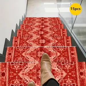 15pcs Large Size No Slide Carpet Stair Treads Non-Slip Rug Slide Resistive Indoor Runner for Elders And Pet