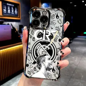 CR7 Soccer Phone Case Suitable for Iphone 17 16 15 14 13 12 11 Pro Max Air Plus, Transparent Soft Back Cover for Drop Protection,Phone Case Protective Cellphone Smartphone Casing