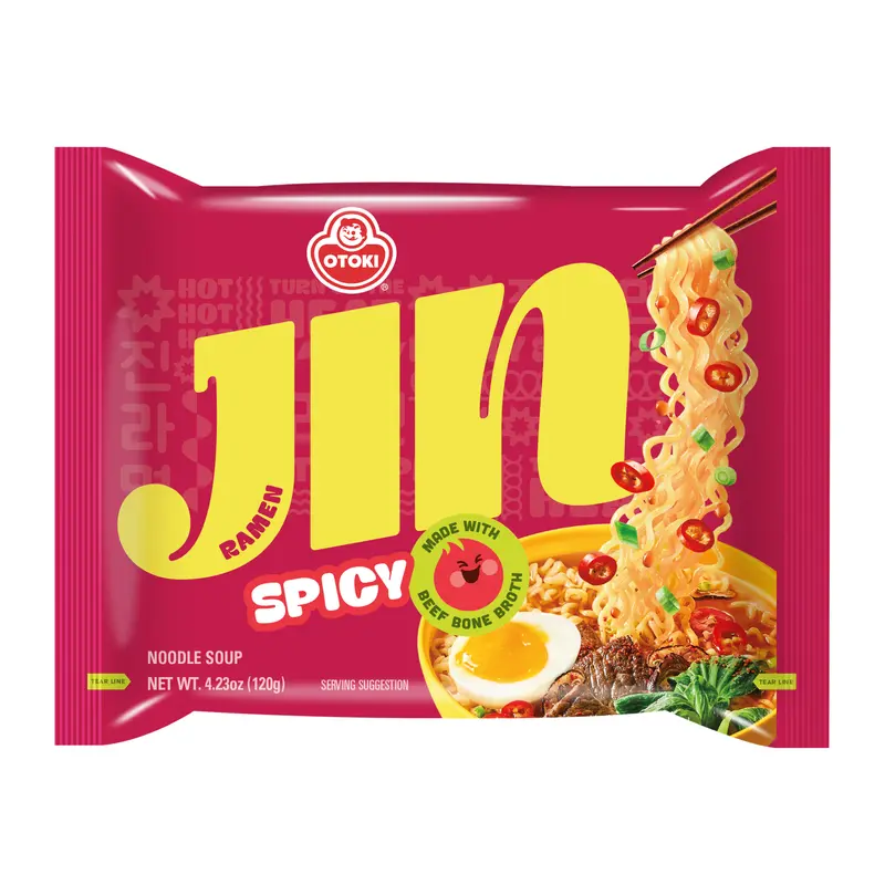 OTOKI Jin Ramen Spicy Flavor, Authentic Korean Instant Noodles, Savory & Rich Gourmet Ramen 4.23oz x 4 Pack