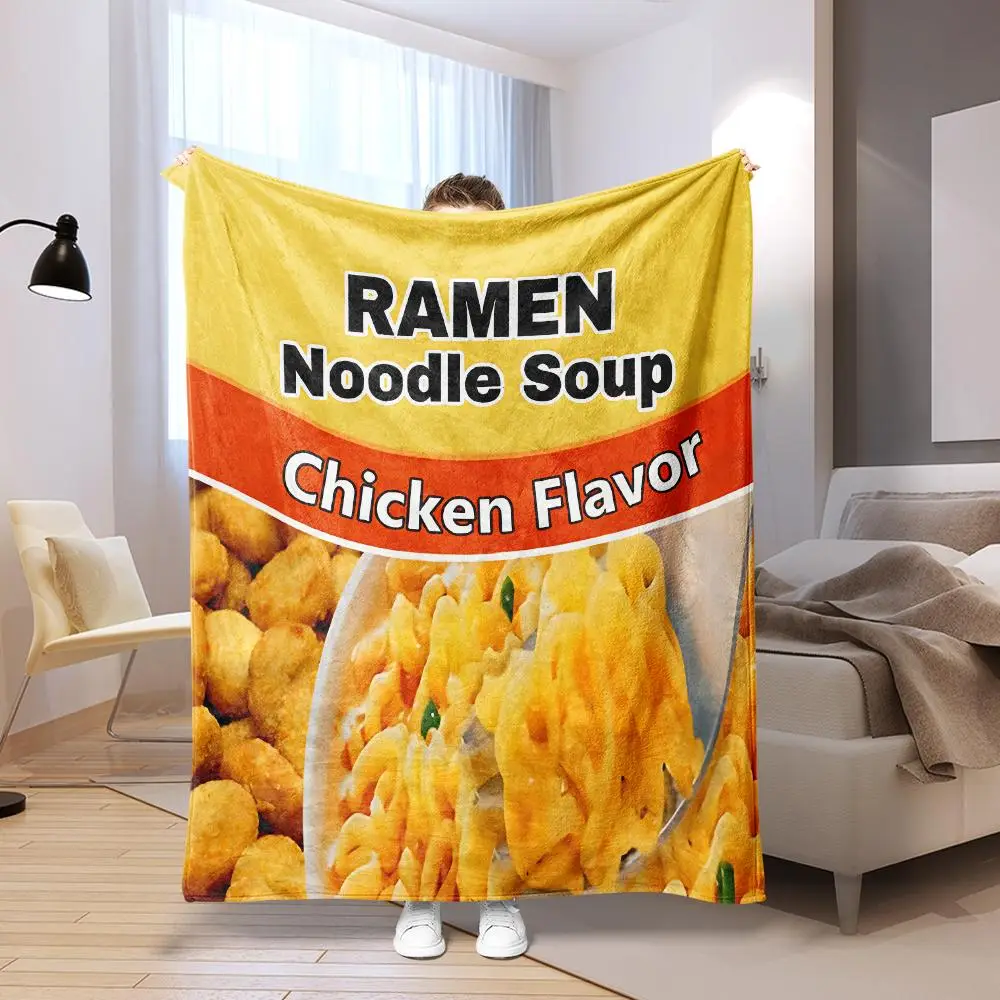 Food Print Flannel Blanket, 1/2 Counts Multifunctional Soft & Warm Bed Blanket, All Season Blanket, Breathable Comfortable Blanket, Comfy Bedding for