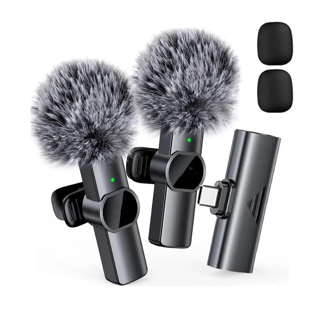 Wireless Lavalier Microphone, 1 Set Long Standby Lapel Mic, Professional Wireless Collar Clip Microphone for Phone, Cordless Omnidirectional Condenser