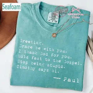 Comfort Colors Greetings Grace Be with You I Thank God for You Hold Fast TShirt, Funny Faith Graphic T-Shirt, Humor Faith T-Shirt