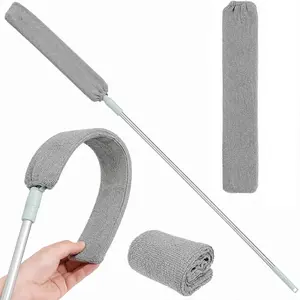 Retractable Gap Dust Cleaner Brush with Long Handle (21.57～37.72 inchs), Cleaning Tools with 1 Microfiber Dusting Cloths, Extendable Duster for Cleaning Under Refrigerator Sofa Couch Bed Furniture summerwins Steel Adjustable
