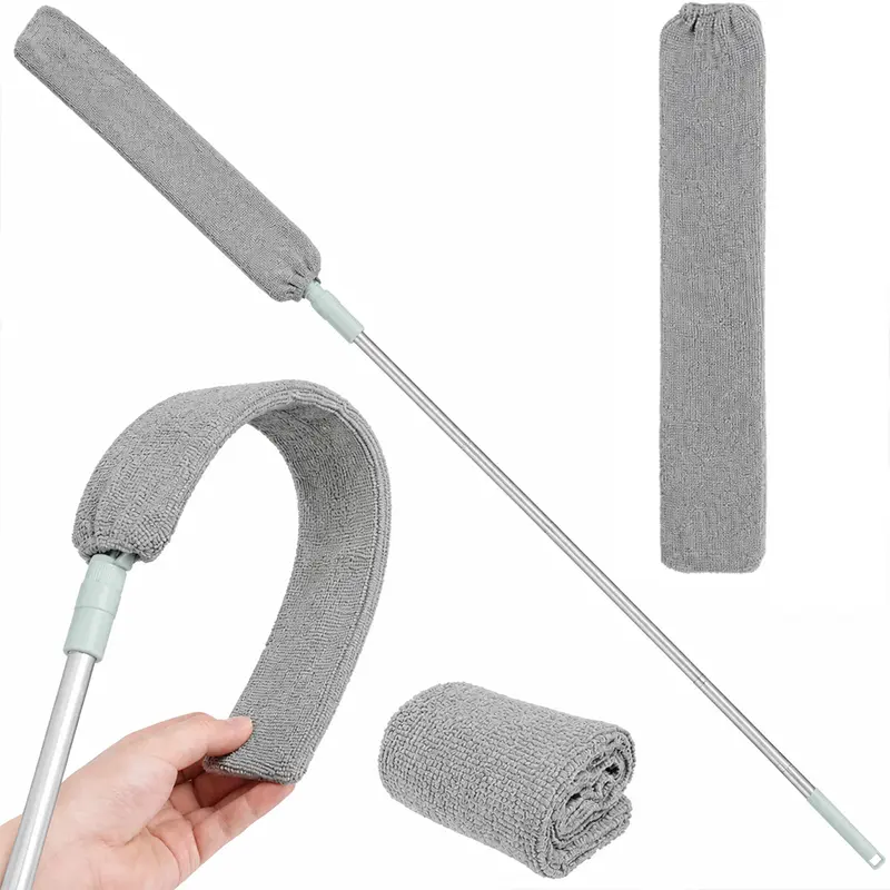 Retractable Gap Dust Cleaner Brush with Long Handle (21.57～37.72 inchs), Cleaning Tools with 1 Microfiber Dusting Cloths, Extendable Duster for Cleaning Under Refrigerator Sofa Couch Bed Furniture summerwins Steel Adjustable