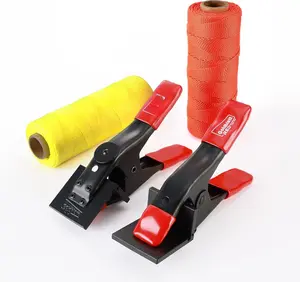 4 count Mason Line Clamps & Mason Line String Line - Red & Orange Nylon Twine String Rolls, Concrete Tools Set, Construction Masonry Measurement String for A String Level
