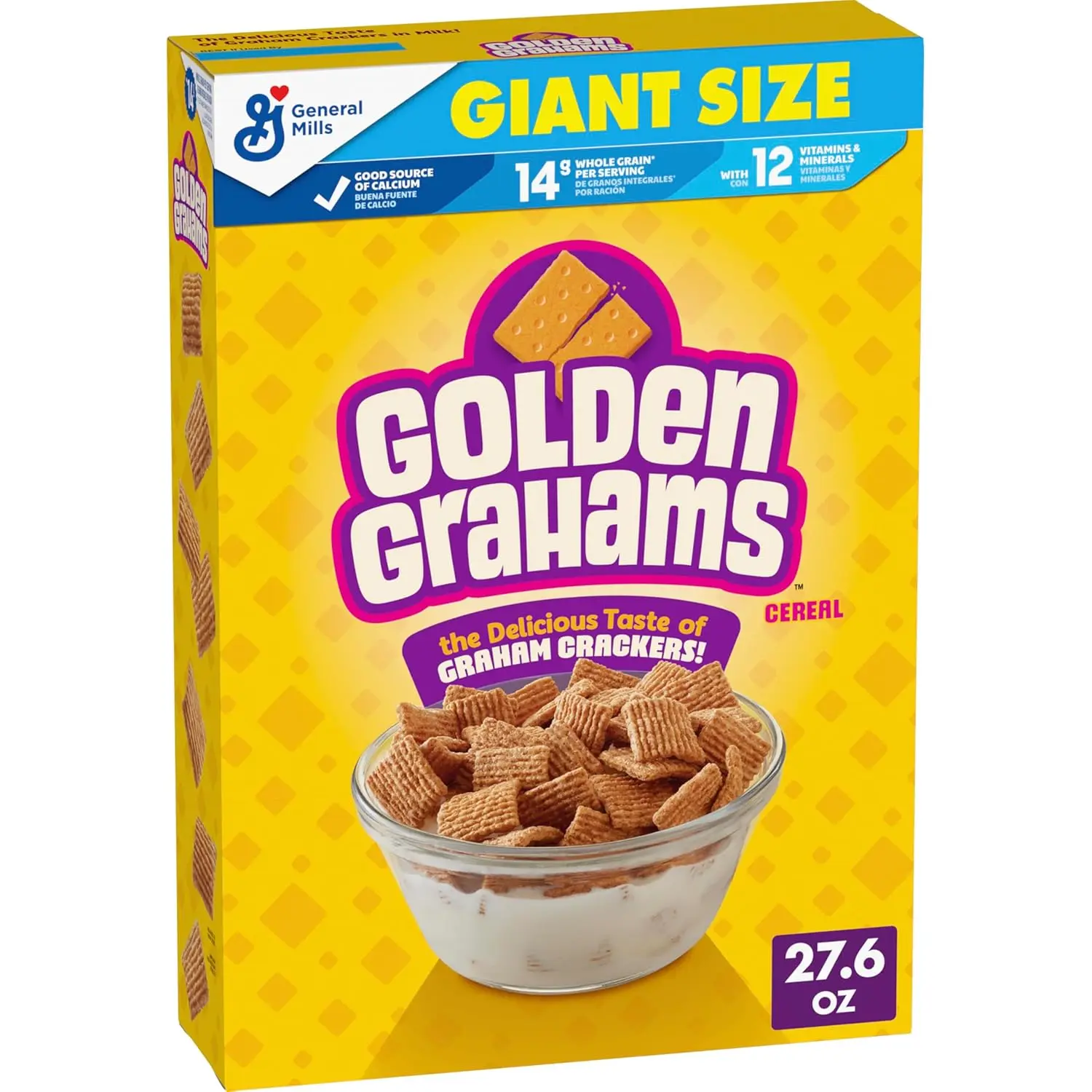Golden Grahams Breakfast Cereal - Real Honey, Graham Cracker Taste, Whole Grain, 27.6oz Giant Size, Milk-Paired Pantry Food, Graham Crackers, 27.6 Oz