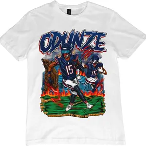 Rome Odunze Graphic Tee, Menswear Crew Neck Football Streetwear T-Shirt, Unisex Casual Regular Fit Cotton Tops, Good Vintage Hip-Hop Bold Retro Apparel, Men Round Neck Y2K Sports Tees