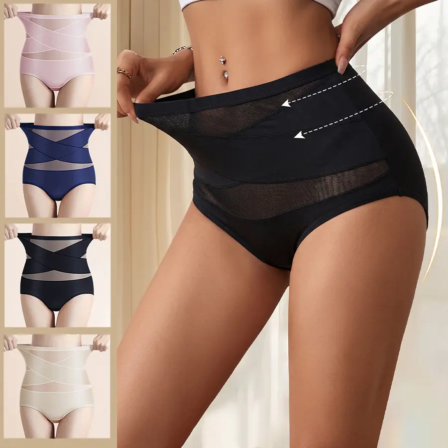 Women's Sheer Sexy HighFathersDavGift WaistShapewear Panty ,Burr basketsShaper Firm Control Stomach Girdle CompressionSexy Comfort Simple Minimalist Piece Style Plus Size High-Waisted Cotton Underwear letter print brief Cotton Women's Panties Pack