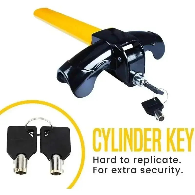 Universal T-Type Steering Wheel Anti-Theft Lock with 2 Keys, Heavy-Duty Car Safety Lock, Rotating Vehicle Security Device for Cars SUVs Trucks, Strong Anti-Prize Design, Easy-to-Use Theft Deterrent Steering Wheel Protector, Secure Lock