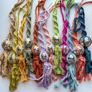 Macrame Discoball Car Charm