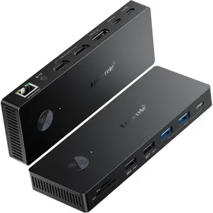 13-in-1 USB-C Docking Station, Triple  Dock, DP 1.2 & 2xHDMI 2.0 4K@60Hz, DP DSC for 4K@30 Triple Display, 100W PD, Gigabit Ethernet, USB 3.0/2.0, SD/TF, Audio, for Windows Laptops