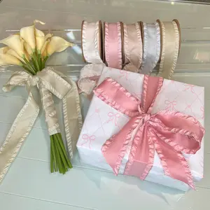 1 1/2" Ruffle Ribbon | Pink | 20 Yard Roll for Gift Wrapping, Floral Bouquets, Wedding Party Decoration, craft ribbon