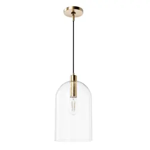 Hunter Fan Lochemeade Clear Seeded Glass 1-Light Large Pendant Ceiling Light Fixture Alturas Gold