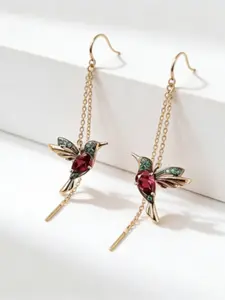 Women's Hummingbird Dangle Earrings, Bird Ear Cuff Earrings, Elegant Animal Style Jewelry for Daily Wear and Parties
