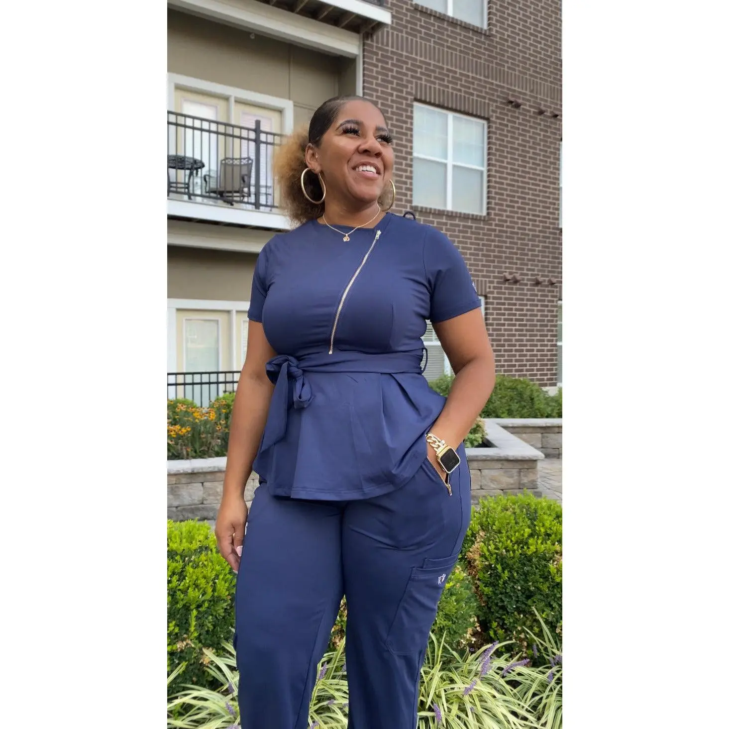 Zipped Up Scrub Set