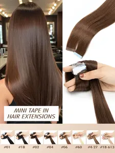 10Pcs/Pack Mini Tape-In Hair Extensions, 12-22 Inches Smooth Straight Hair, Invisible Seamless Double-Sided Skin Weft, Beginner Friendly & Reusable for Travel & Makeup, Ideal for Cosplay and Daily Fashion