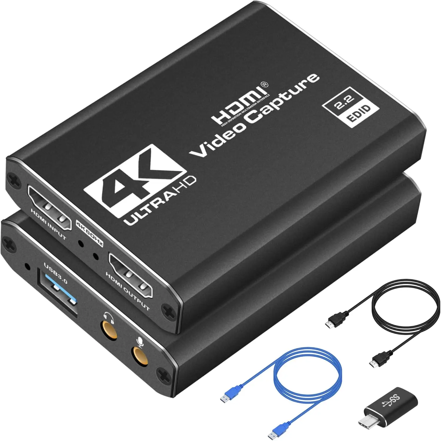4K HDMI Capture Card for Streaming, Full HD 1080P 60FPS USB Cam Link  Audio Video Capture Card  /PS5/3ds//PS4 (Black)