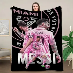 Messi Football-Themed Fleece Blanket  Soft Flannel Blanket, an ideal Gift for Children Suitable For Use on Sofas, Beds, or For Travel, Gentle on The Skin, an Excellent Gift Multi-Purpose Holiday Blanket