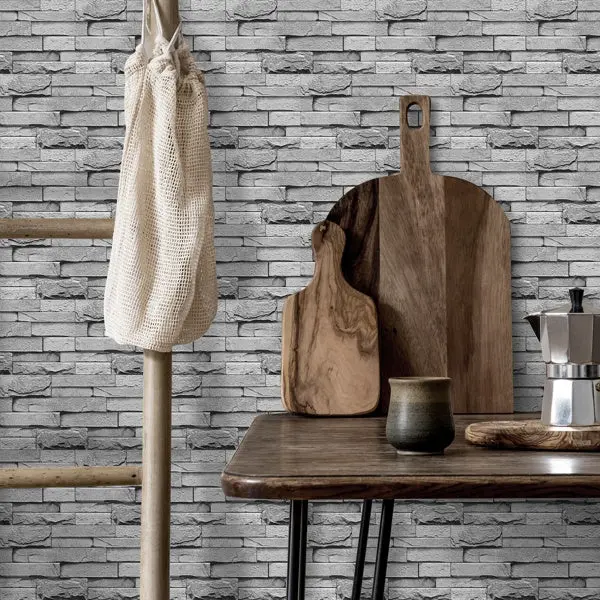 Gray Natural Stone Peel & Stick Wall Panel