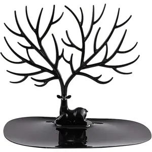 Deer Earring Necklace Pendant Bracelet Jewelry Display Stand Tray Tree Storage Rack, Small Deer Design, Ideal for Organizing Accessories