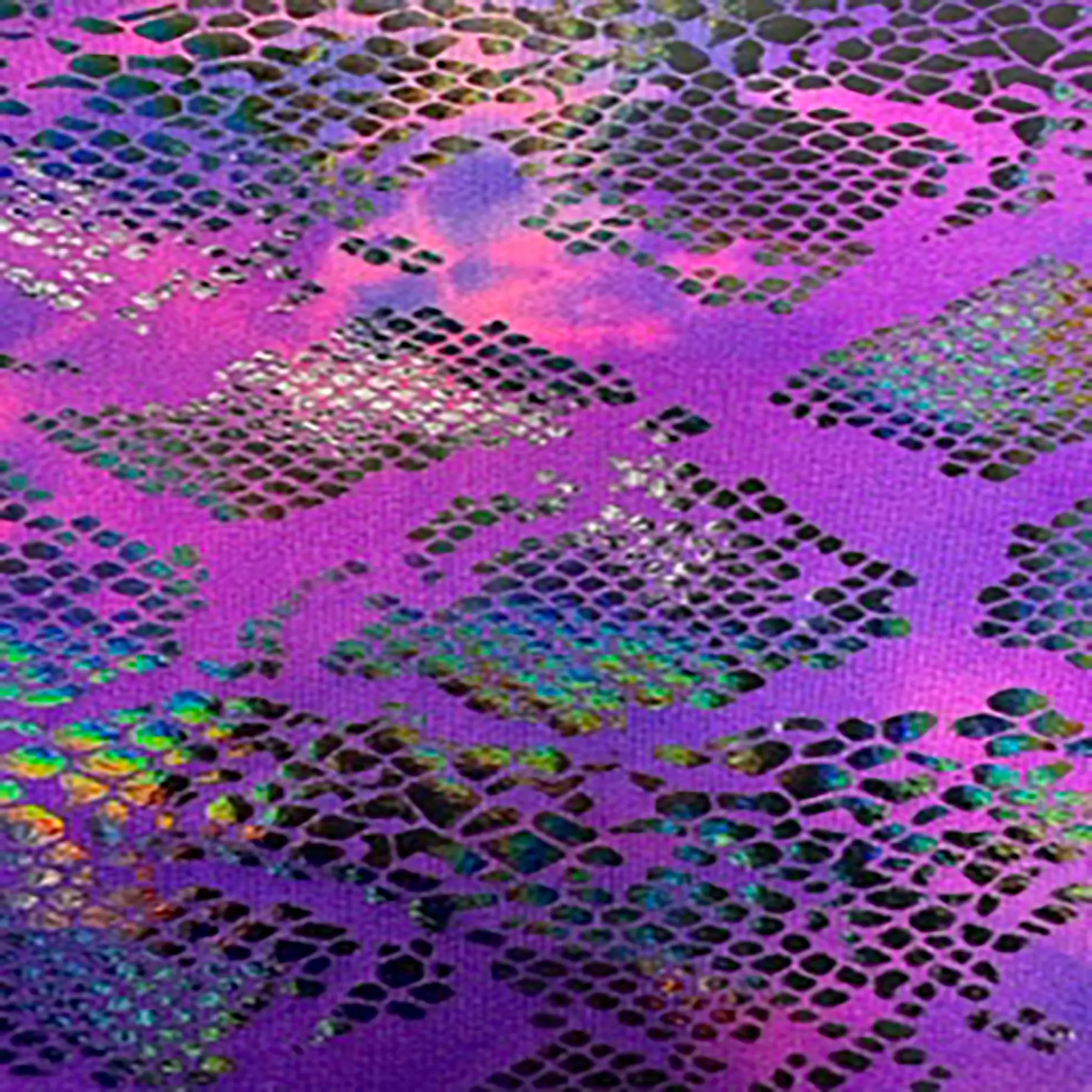 Anaconda Print Fabric - Holographic Foggy Foil Nylon Spandex with 4-Way Stretch for Activewear, Dancewear, Cosplay, Arts And Crafts, Cosplay Wear, 58/60 Inches, Nylon Blend