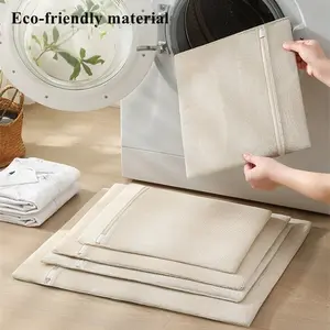 Eco-Friendly 5-Piece cloth Durable Cotton Mesh Laundry Bag Set with Rust-Resistant Zipper Breathable Mesh for Underwear Clothes Pants Shoes Socks Various Sizes Set Set Home Goods