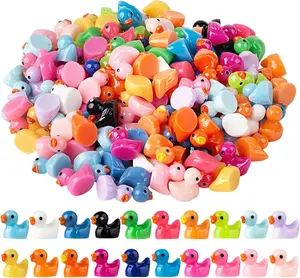 200 Pcs Mini Resin Duck Colorful Miniature Figures Micro Fairy Garden Landscape Aquarium Hide and Seek Dollhouse Cake Decoration