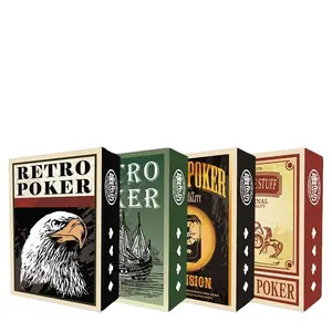 Set of 4 Vintage-Style Mini Playing Card Decks — American Retro-Themed Illustrated Cards (Featuring Sailboats and Eagles) — Tabletop Game Cards & Family Party Entertainment — The Perfect Choice for Christmas Games