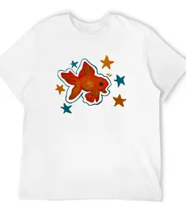 Goldfish Unisex Vintage unisex Tee  Vintage Distressed Coloful Tee - graphic t-shirts- Natural & Animal Planet Unisex Streetwear