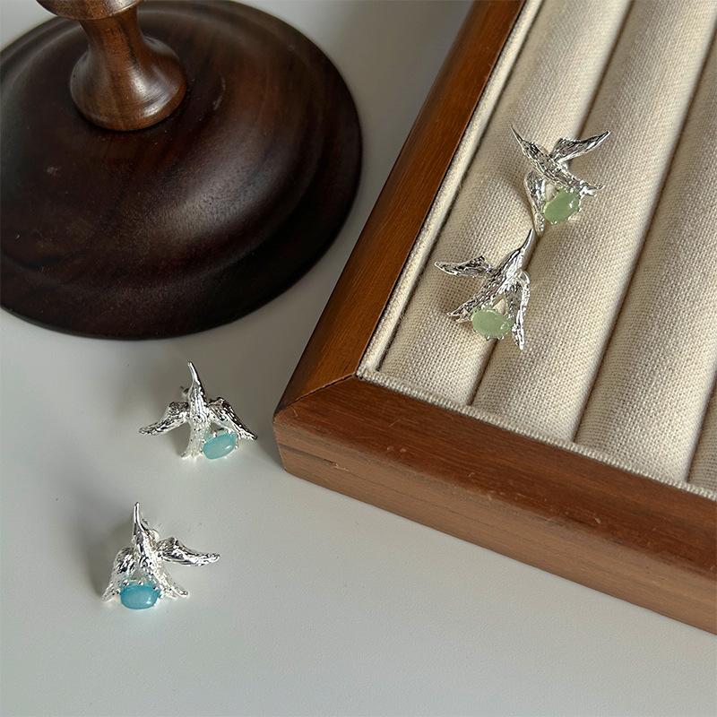 YEAHLOVE Vintage Swallow Bird Gemstone Statement Earrings | Retro Dainty Jewelry for Everyday Wear, Gifting & Good Fortune