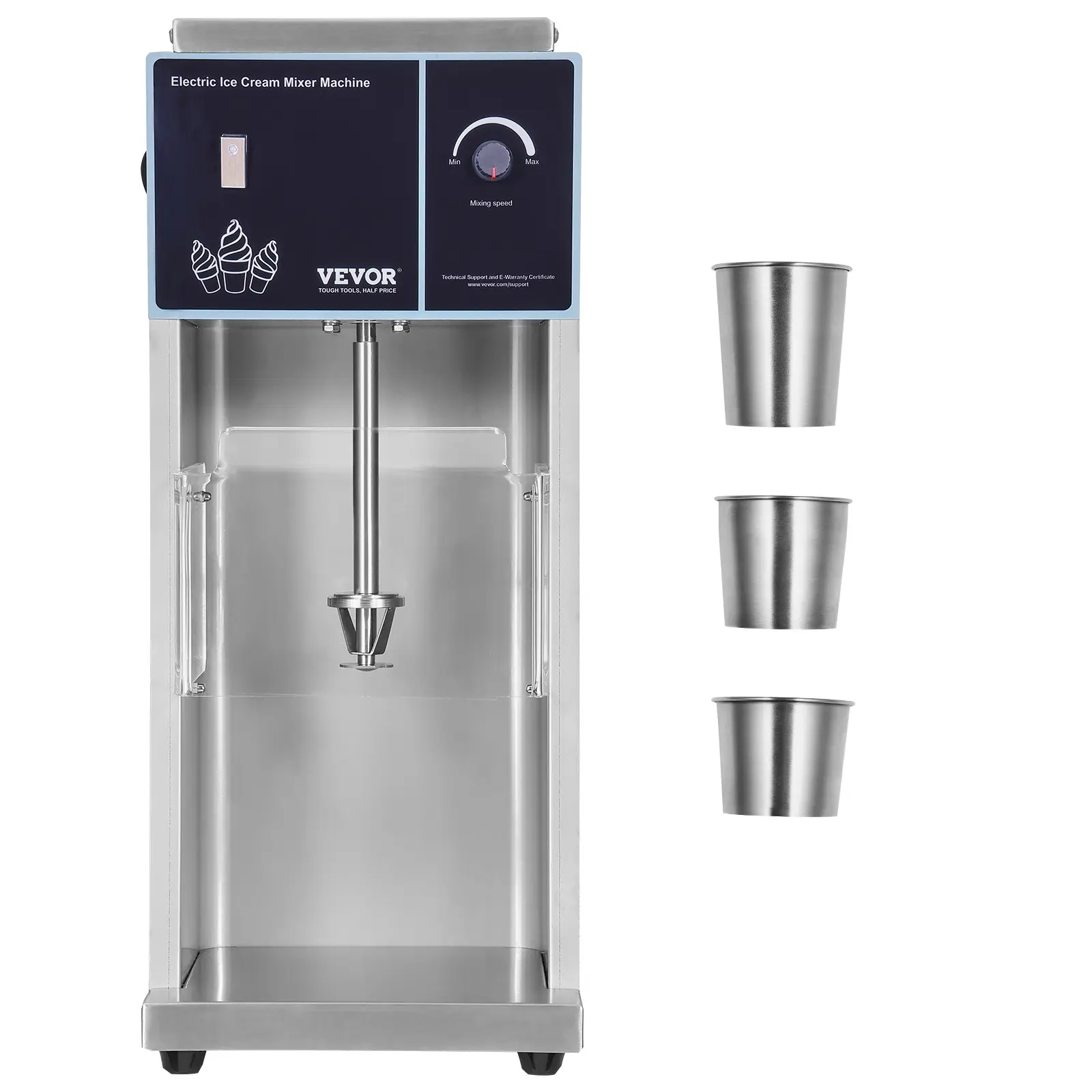 【Summerfinds】VEVOR Ice Cream Blender 400W High-Speed Ice Cream Maker Mixer Stir Machine 4200RPMStepless Speed Adjustment304 Stainless Steel Ice Cream Shaker3 Hand CupsMake Various Flavors of Ice Cream