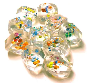 Inner Jewelry Crystal Nuggets - Lucky Charm, Multicolor Design, Smooth with Facets, perfect for rubbing, worry stone