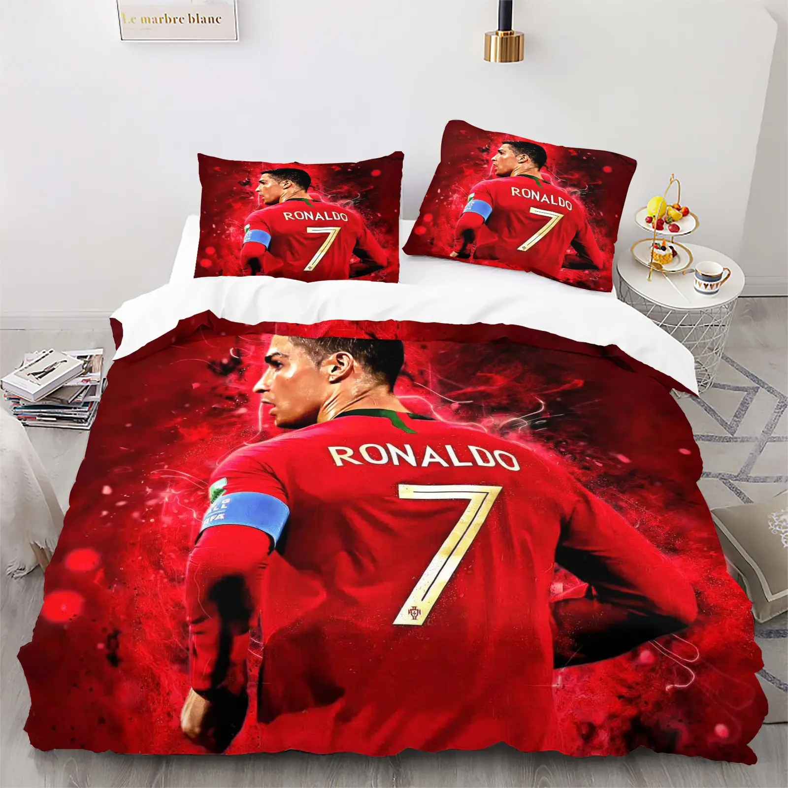 Football Culture Duvet Cover Set, Includes 1 Fitted Sheet and 1/2 Coreless Pillowcases, Fan Favorite Bedroom Decor, Theme Bedding Set, Machine Washable Duvet, Comfy Bed Sets, Decorative Duvet Cover