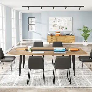 LITTLE TREE 6FT Conference Table, 70.86L x 35.43W x 29.52H Inches Boat Shaped Meeting Table, Modern Seminar Table for Office Meeting Conference Room