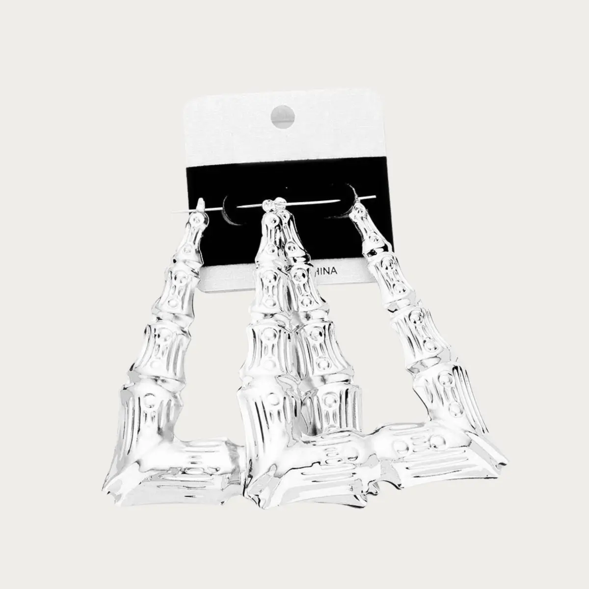 Silver Triangle Bamboo Earrings - Lightweight, Comfortable, Hypoallergenic, Trendy Design, Perfect for Any Occasion