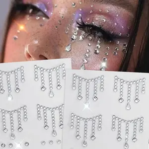 1pc Face Jewels Stickers DIY Pearls Eyeliner Diamond Decals Body Colored Diamonds Face Tattoo Stickers Face Rhinestone Stickers