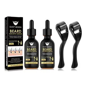 EASTMOON Buy One Get One Free! Beard Growth Serum & Beard Massage Derma Roller Kit, Beard Care Nutritional Oil, Making Beard Thicker and More Shiny, Daily Beard Care Essentials for Men, Father's Day Gift