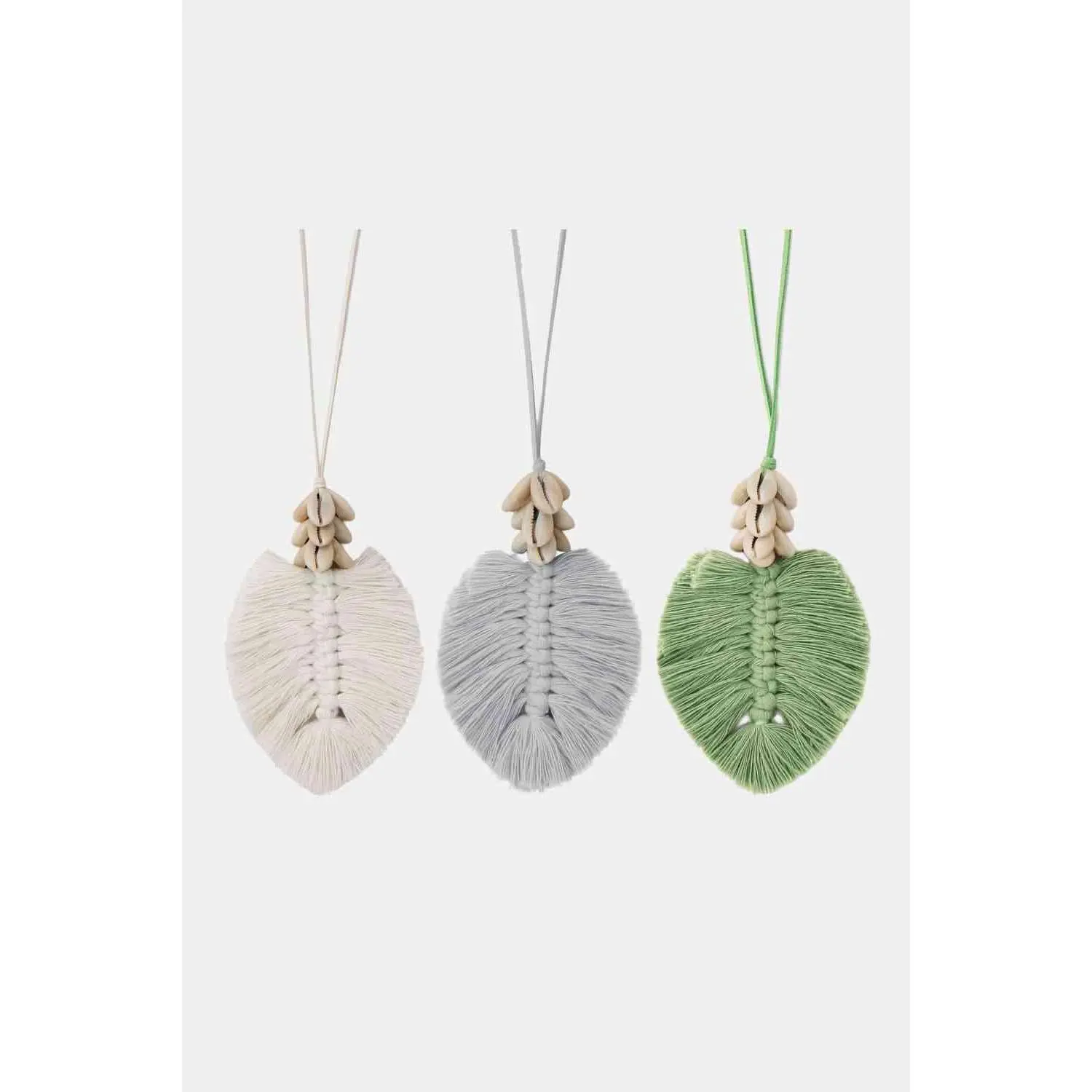 Leaf Macrame & Cowrie Shell Necklace