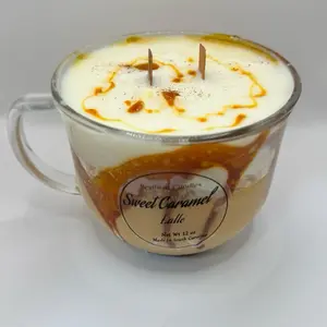 Resilient Candles Sweet Caramel Latte Scented Candle in Glass Mug 12 oz Made in South Carolina with Rich Caramel and Latte Notes