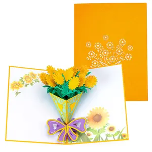 Holiday Greeting Card – 3D Foldable Design, New Sunflower Bouquet Blessing Card