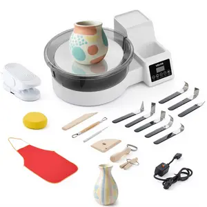 【Father's Day gift】VEVOR Pottery Wheel for Adults, 11" Aluminum Turntable, 450W Electric Table Top Pottery Wheel with Foot Pedal, 30-300 RPM Adjustable Speed, Detachable Basin, for Beginners, DIY Clay Art Craft, White
