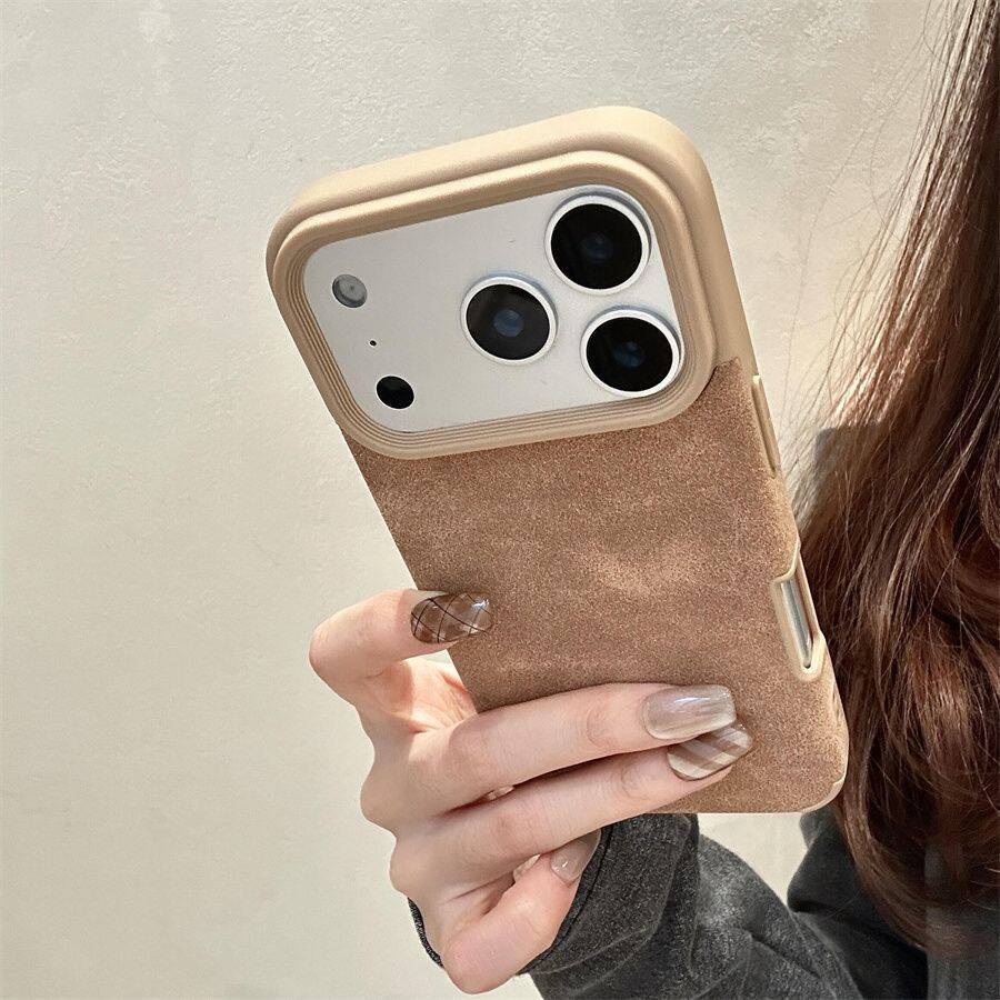 Luxury Suede Leather Phone Case for iPhone 17 16 15 14 13 12 11 X Pro/Pro Max/Plus/Air, Heavy Duty Camera Protection Shockproof Soft TPU Bumper Anti-Scratch Stain Resistant Protective Cover for Men Women Perfect Gift for Her/Him