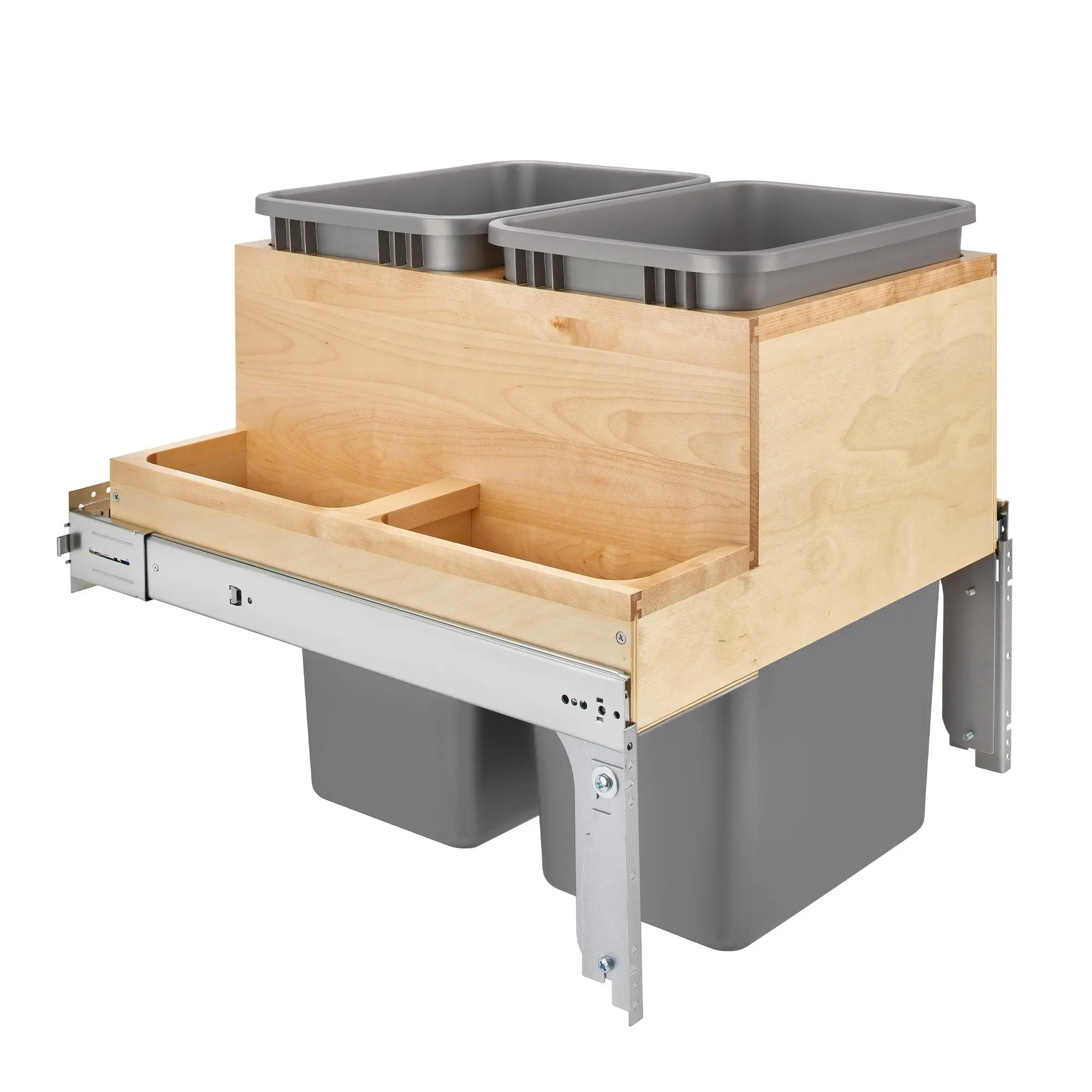 Rev-A-Shelf Double 50 Qt Pull Out Top Mount Bin w/Soft-Close, 4WCTM-2450BBSCDM-2