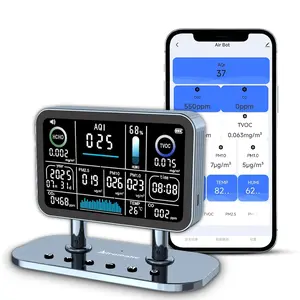 Air Quality Monitor Indoor,16 in 1 Air Quality Monitor 6" Indoor Air Quality Meter VOC, AQI, HCHO, CO, Alarm, PM1.0, Temp, HUMI&CO2 PM2.5 Monitor,Indoor Air Quality Test for Home WiFi Connect